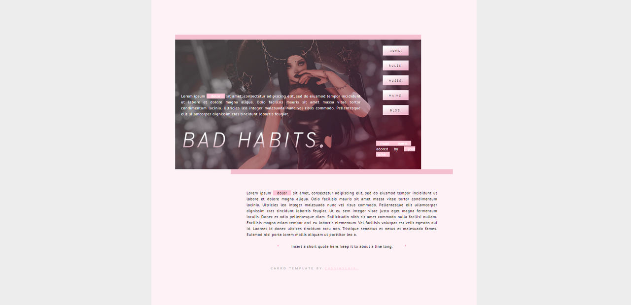 PAID carrd template BAD HABITS. (multimuse) by cassiaslair on DeviantArt