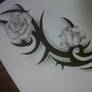 tribal with roses tattoo design