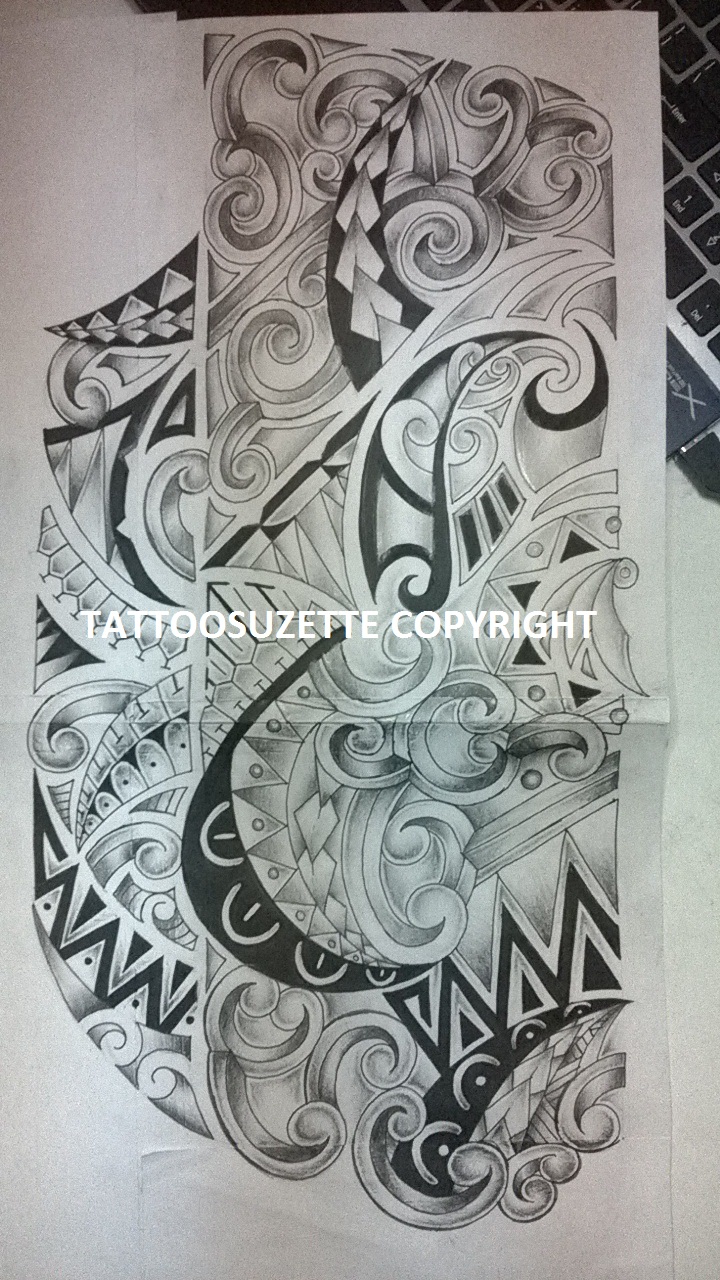 Maori tattoo design adapted in new style