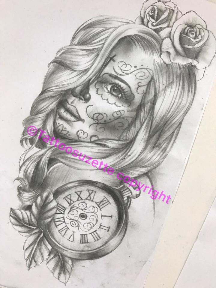 santa muerte catrina tattoo design