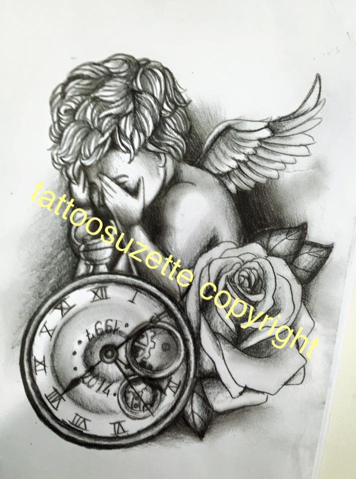 angel clock tattoo design by tattoosuzette on DeviantArt