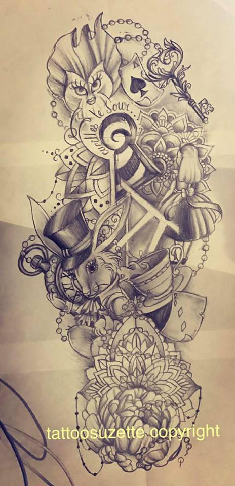 alice in wonderland tattoo design by tattoosuzette on DeviantArt