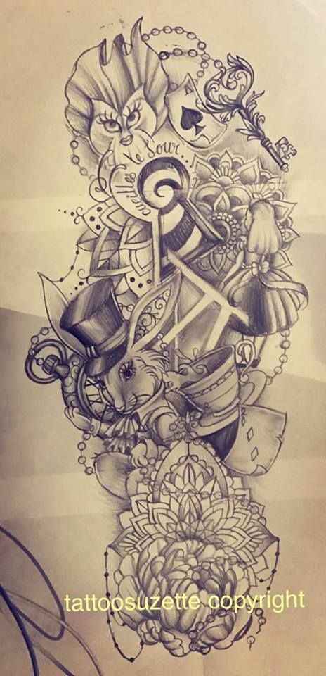 alice in wonderland tattoo design by tattoosuzette on DeviantArt alice in wonderland tattoo design by tattoosuzette on DeviantArt