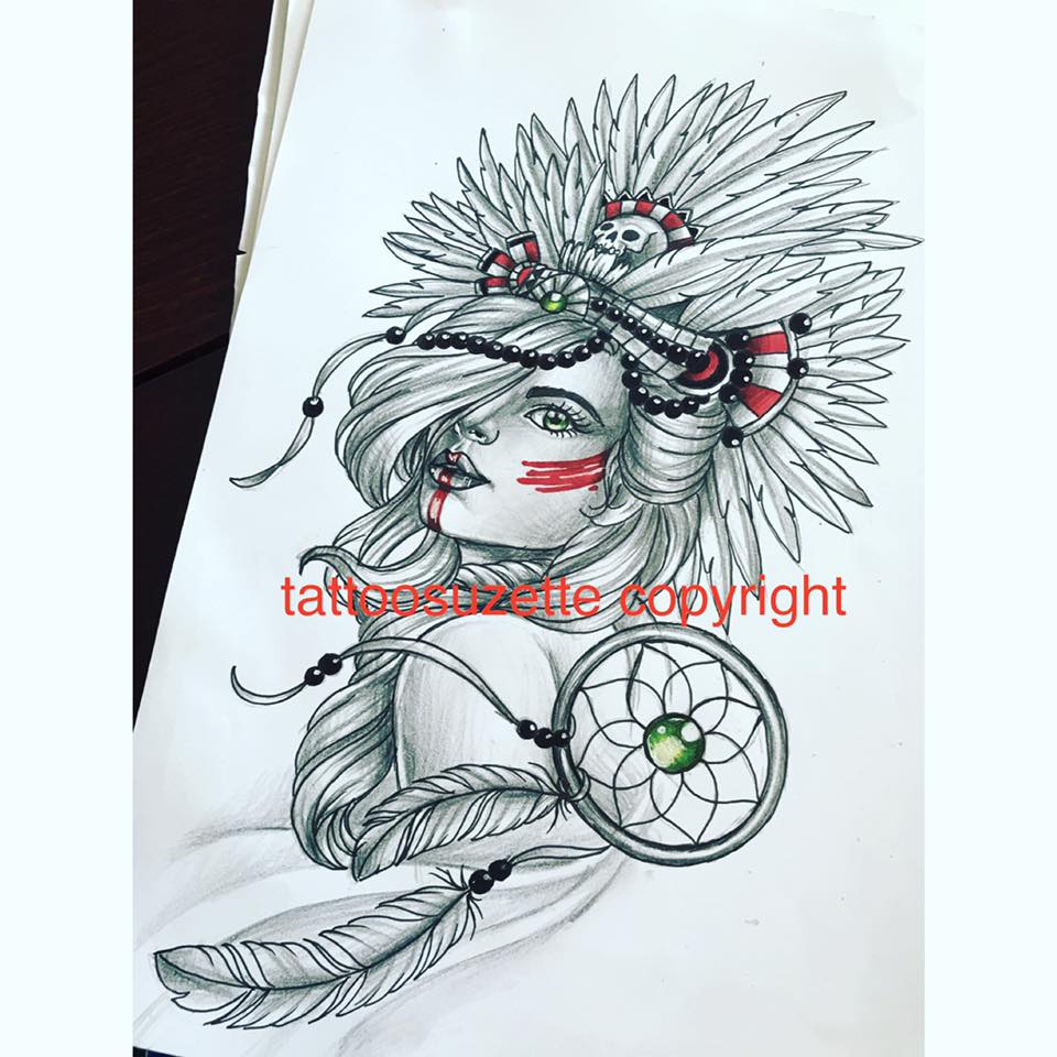 indian girl tattoo design dreamcatcher by tattoosuzette on DeviantArt indian girl tattoo design dreamcatcher by tattoosuzette on DeviantArt