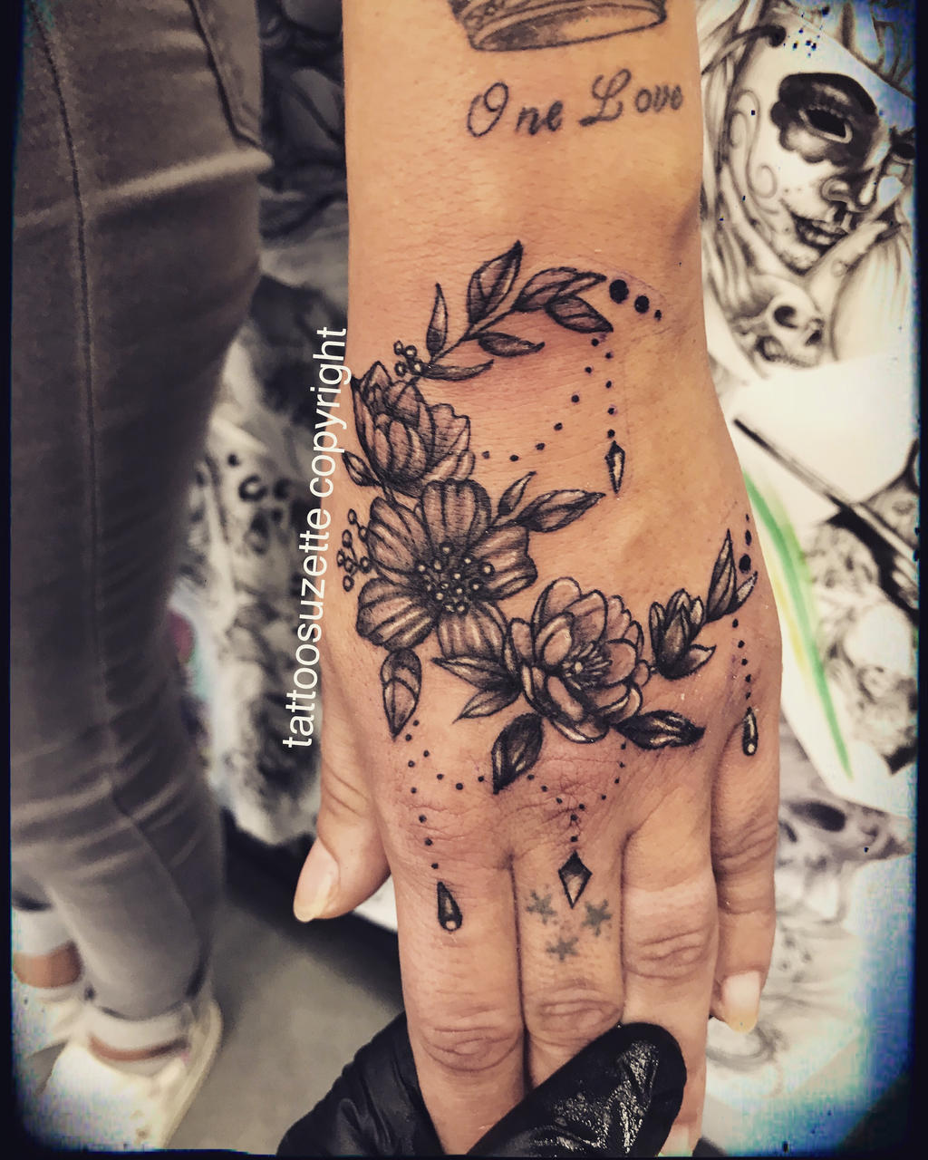 hand moon flower tattoo by tattoosuzette on DeviantArt