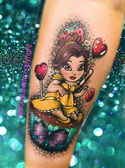 disney tattoo belle cupcake by tattoosuzette on DeviantArt