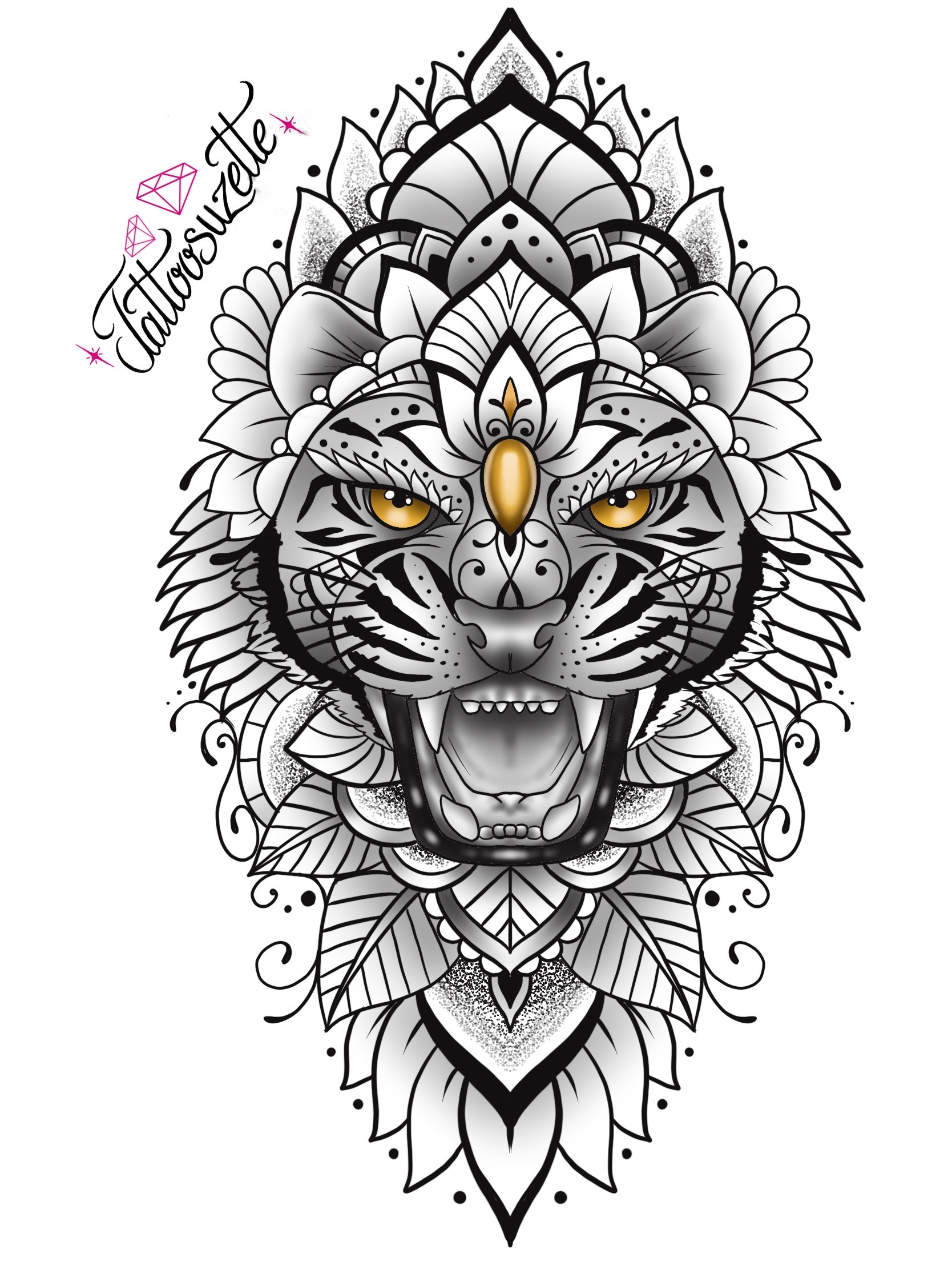 Tiger tattoo design by tattoosuzette on DeviantArt Tiger tattoo design by tattoosuzette on DeviantArt