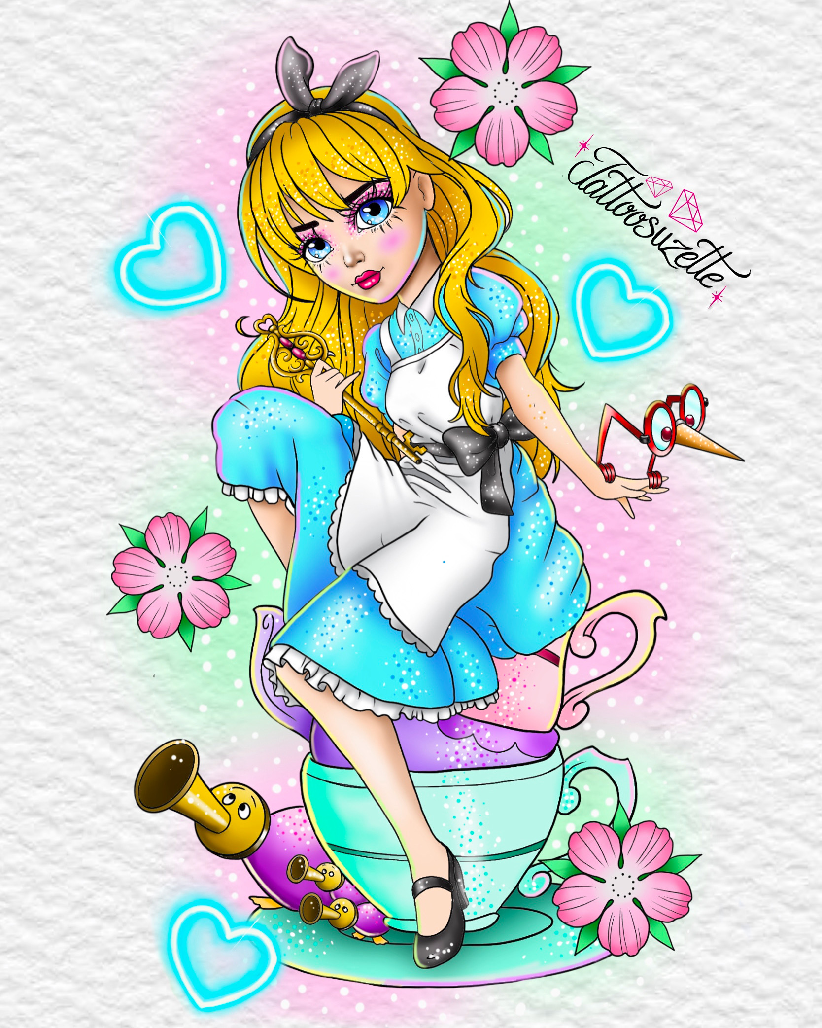 Dessin Alice Au Pays Des Merveilles Kawaii Tatouage alice au pays des merveilles kawaii by tattoosuzette on DeviantArt