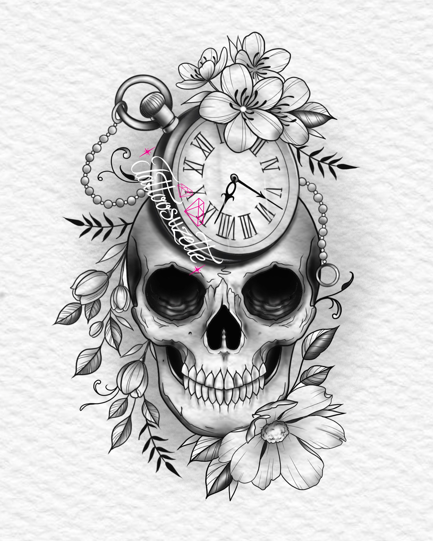Tatouage Tete De Mort Horloge By Tattoosuzette On Deviantart Tatouage Tete De Mort Horloge By Tattoosuzette On Deviantart