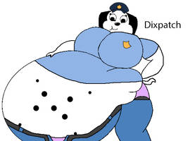 Dixpatch pats her enlarged belly after duty