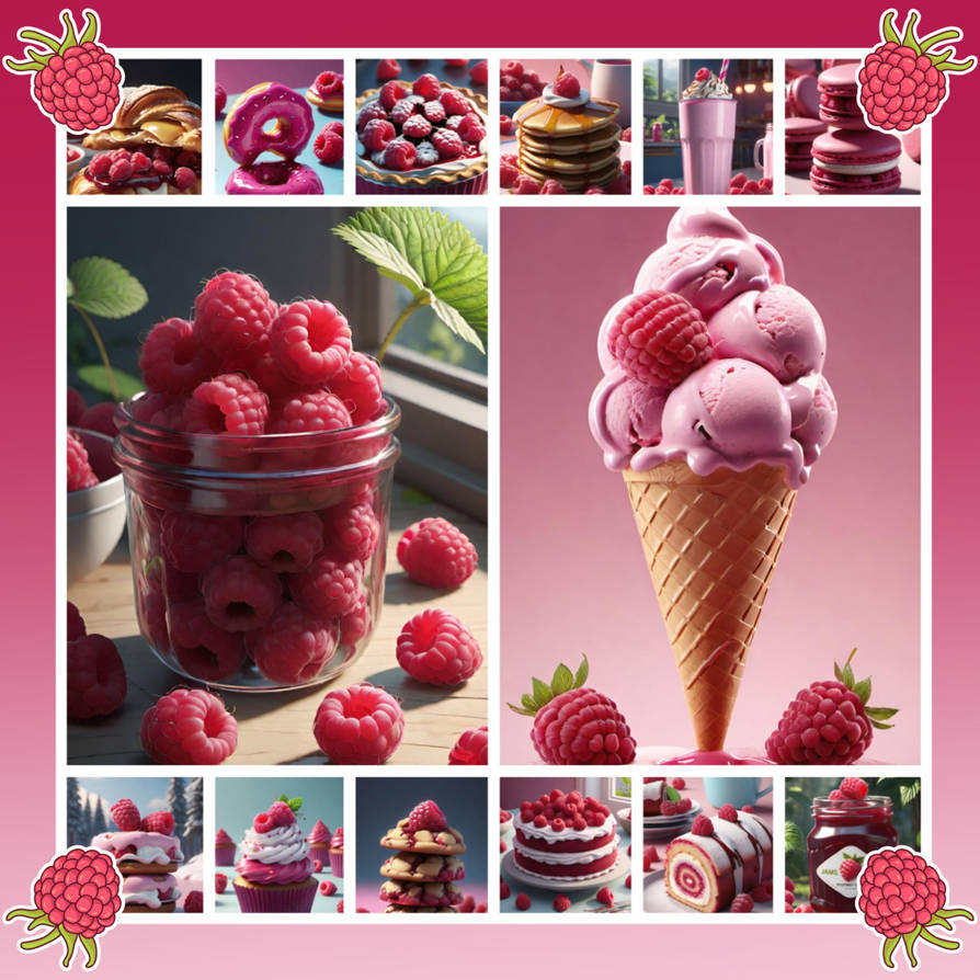 Collage Pink Raspberry Ai Raspberry Sweet Recipes Collage by NezukoRempaDeviart07 on DeviantArt