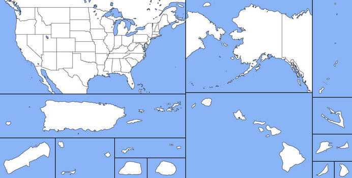 Map of the USA + territories (blank)