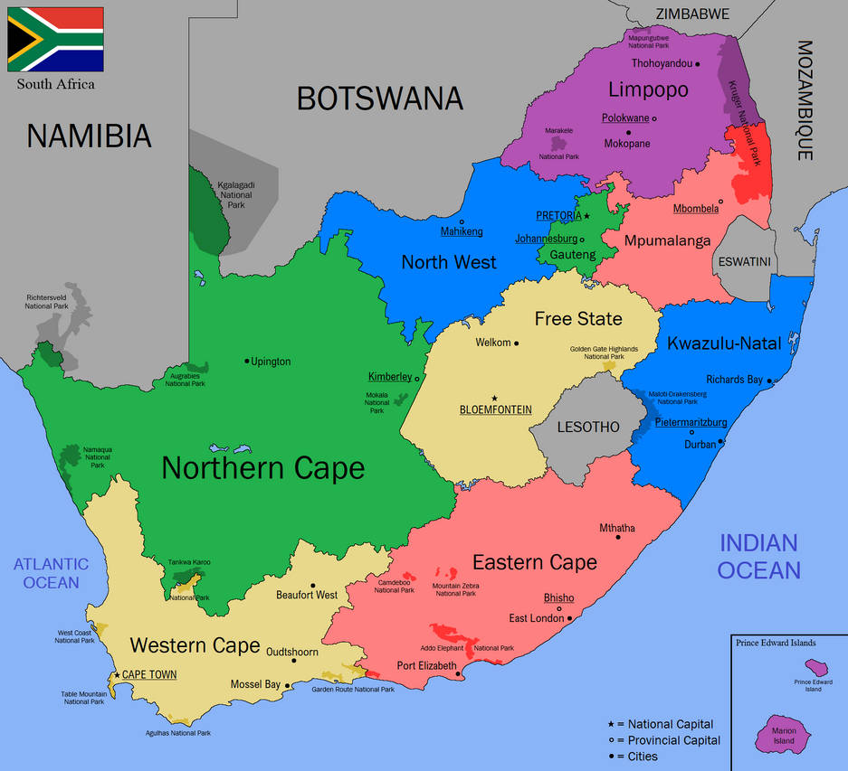 Map of South Africa (labeled) by ViNZZ404 on DeviantArt