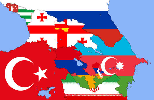 Flag map of the Caucasus (2023)