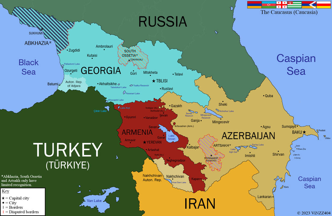 Map of the Caucasus (labeled) by ViNZZ404 on DeviantArt