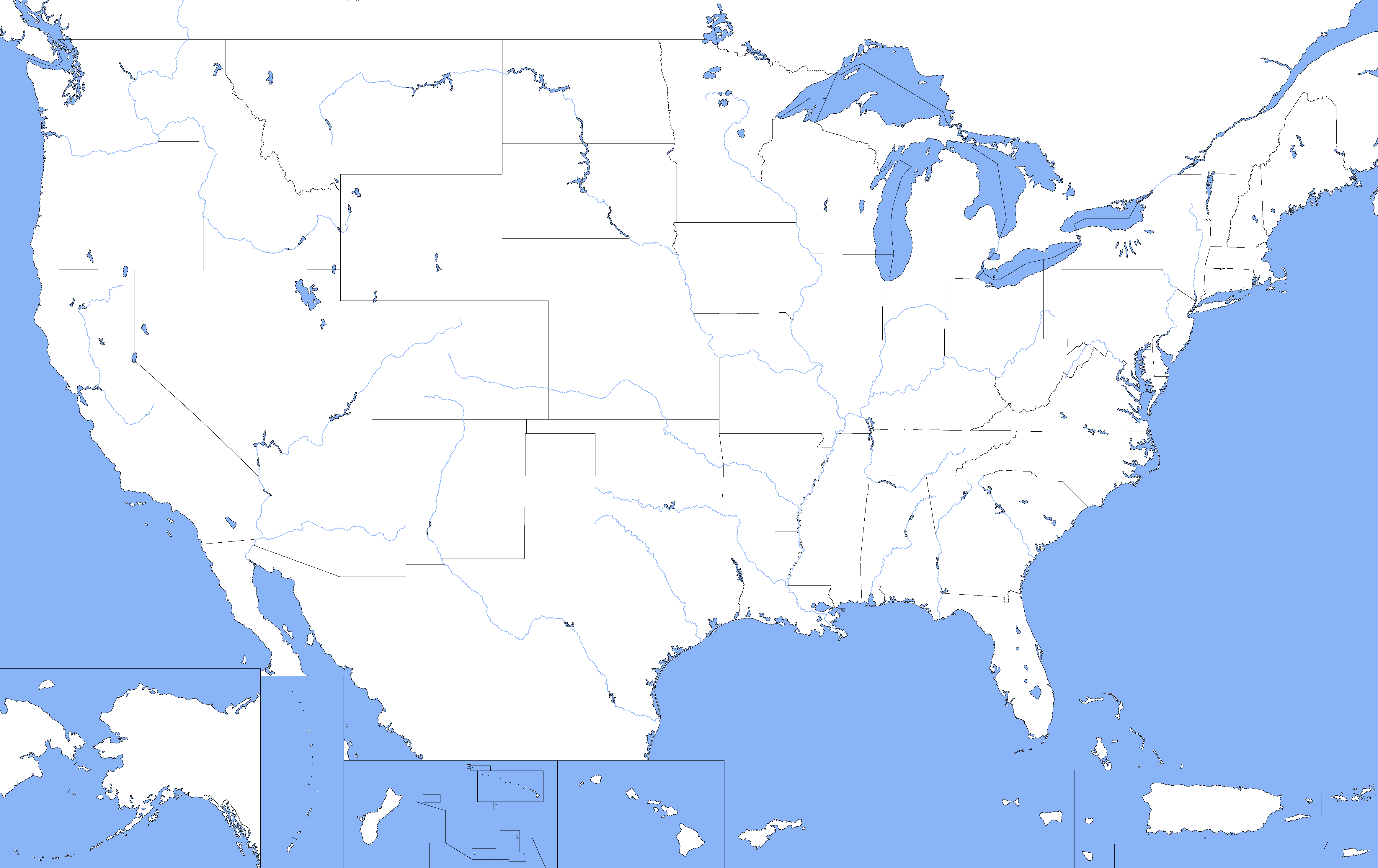Unmarked Map Of The United States United States Blank Map | Unlabeled