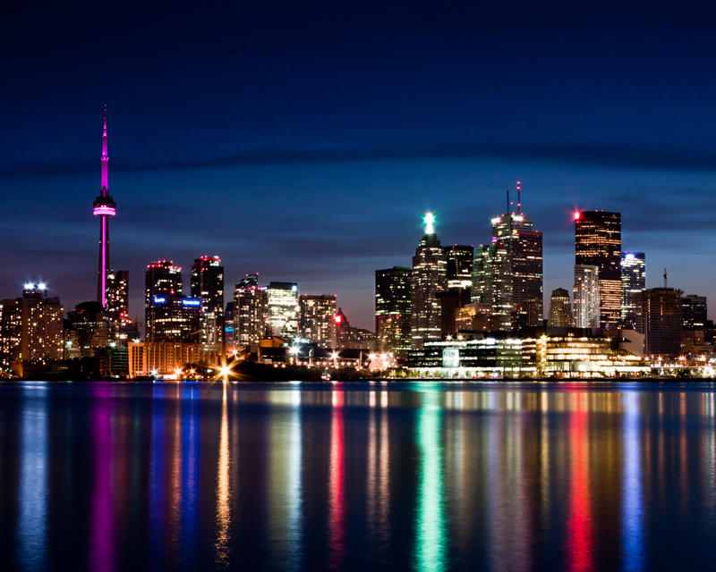 Toronto Skyline At Night From Polson St No 3