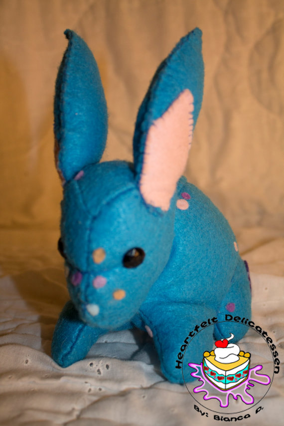 Blue Spotted Veletdeir Bunny Felt Plush