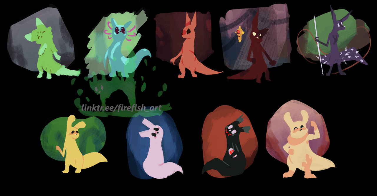 All slugcats (Rain World) by Firefish228 on DeviantArt