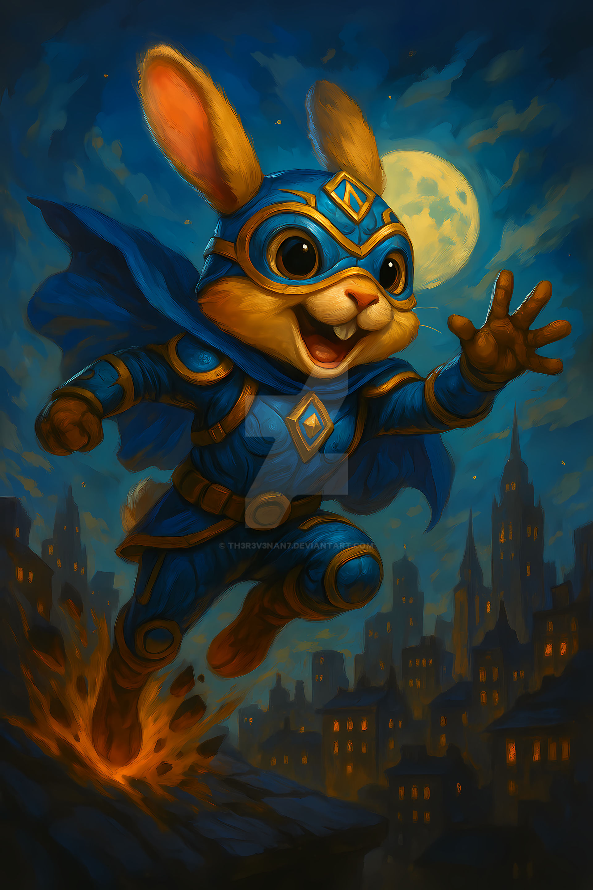 Rabbit Superhero's Moonlit Flight by Th3R3v3nan7 on DeviantArt