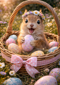Flowers on His Head, Spring Joy in His Paws