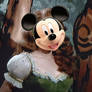 A Beautiful Woman In Her Green Dress Mickey's Mask