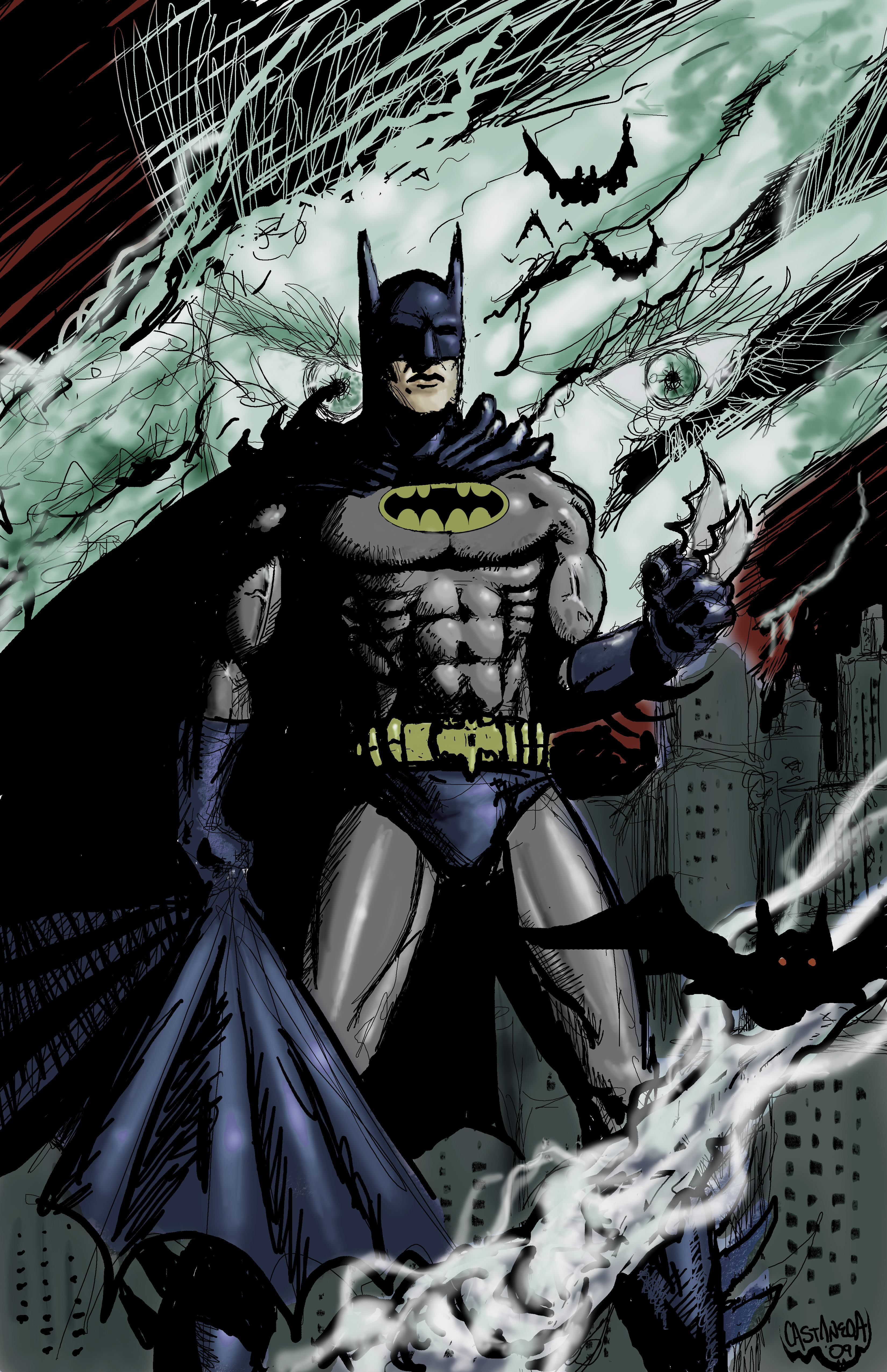 Batman in Gotham colored