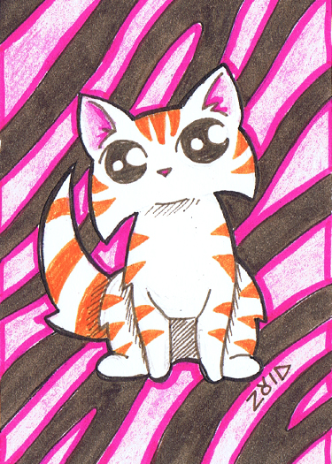 Funny cat aceo tiger stripes