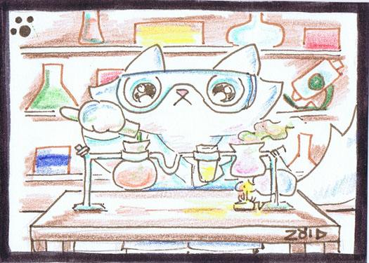 Funny cat is a scientist ACEO