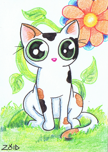 Funny calico cat ACEO