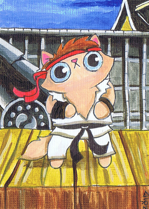 Funny cat is Ryu Streetfighter commission