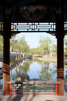 Through the arch of a temple