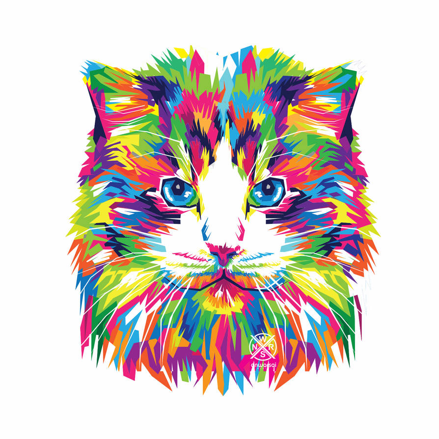Цветная картинка котика. Кошки цветные. Векторная Графика кошки. Разноцветный кот. Яркий принт кошка.