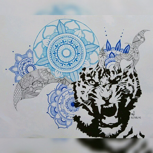 Tiger mandala drawing