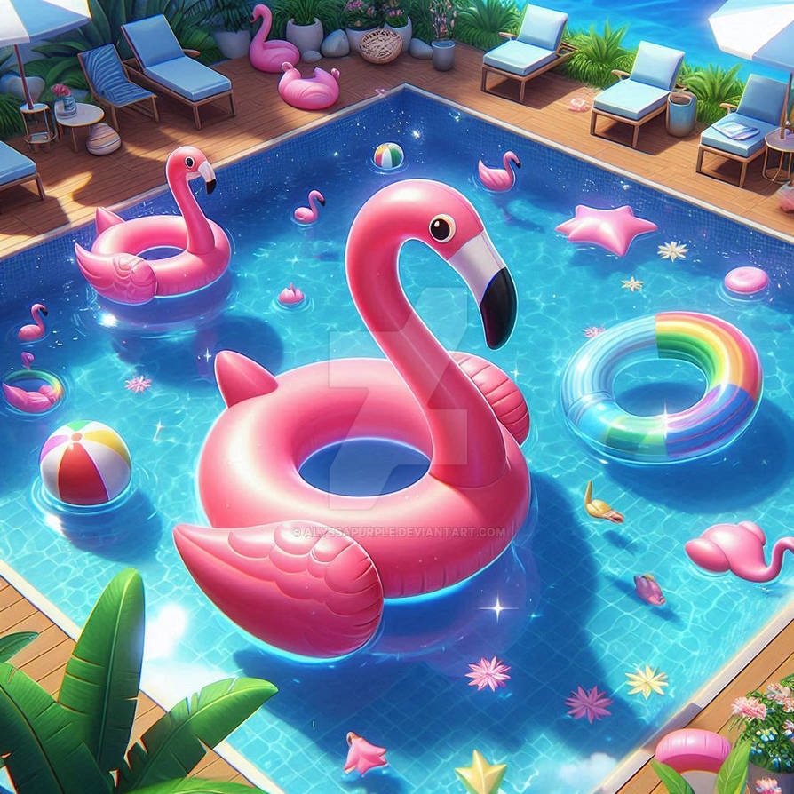 Pool Flamingo Pdf Inflatable flamingo in pool summer (5) by AlyssaPurple on DeviantArt