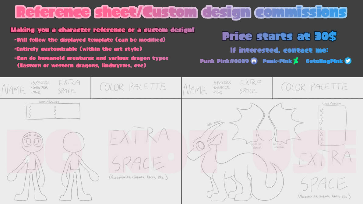 Custom design / reference sheet commissions (OPEN) by Punk-Pink on ...