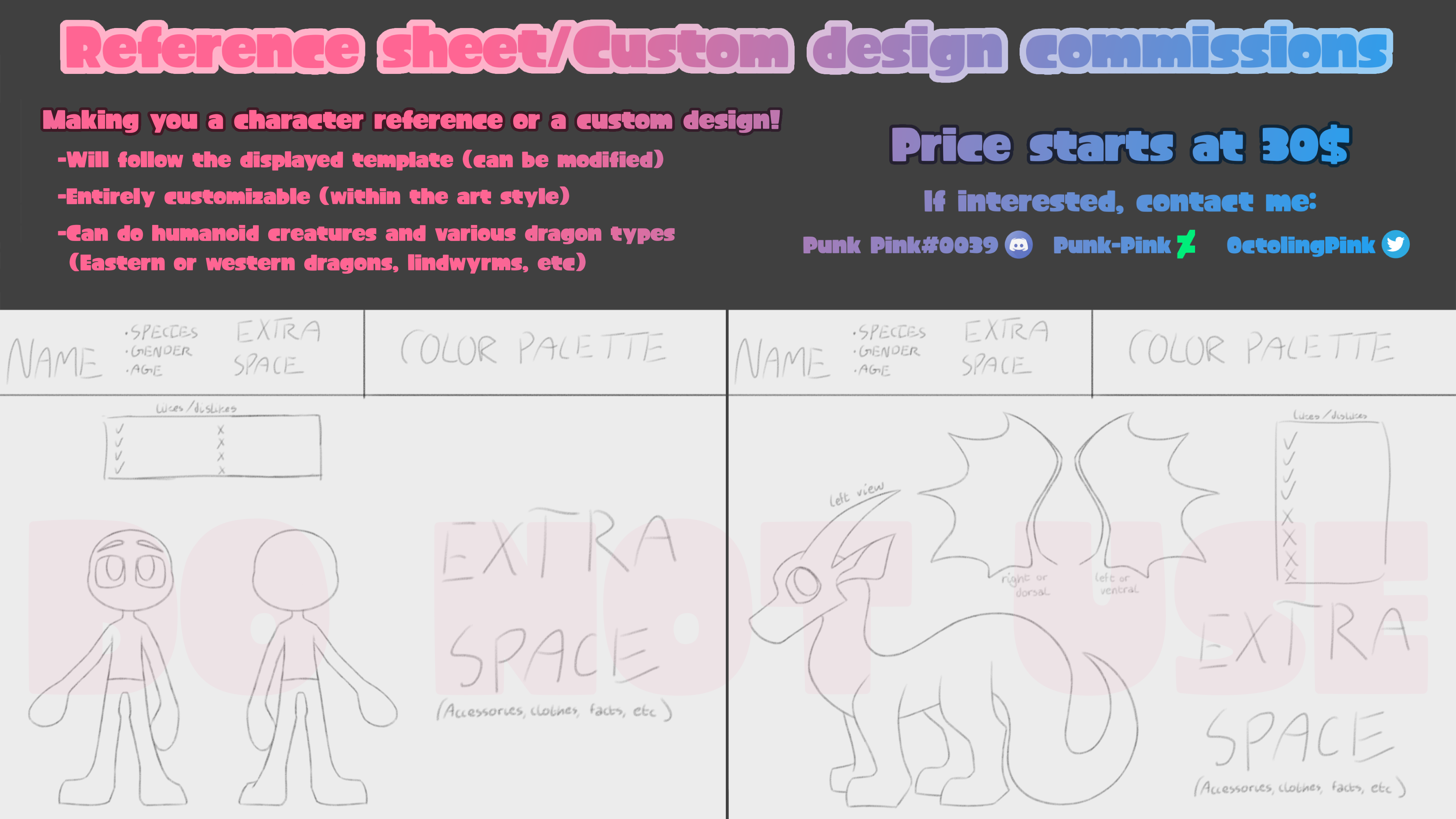 Custom design / reference sheet commissions (OPEN) by Punk-Pink on ...