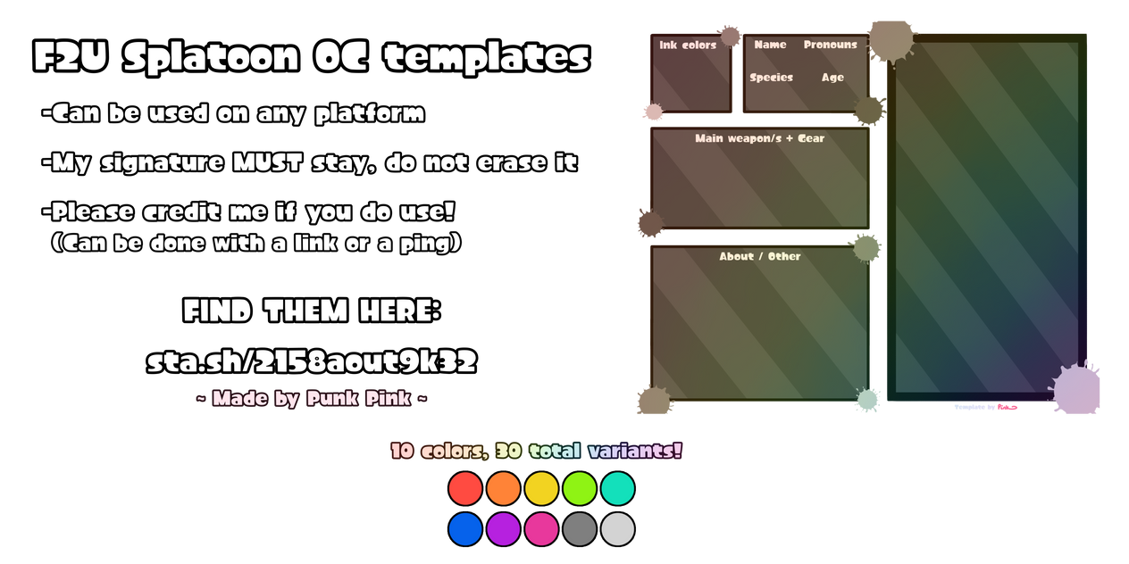 Splatoon OC templates (2023) by PunkPink on DeviantArt Splatoon OC templates (2023) by PunkPink on DeviantArt
