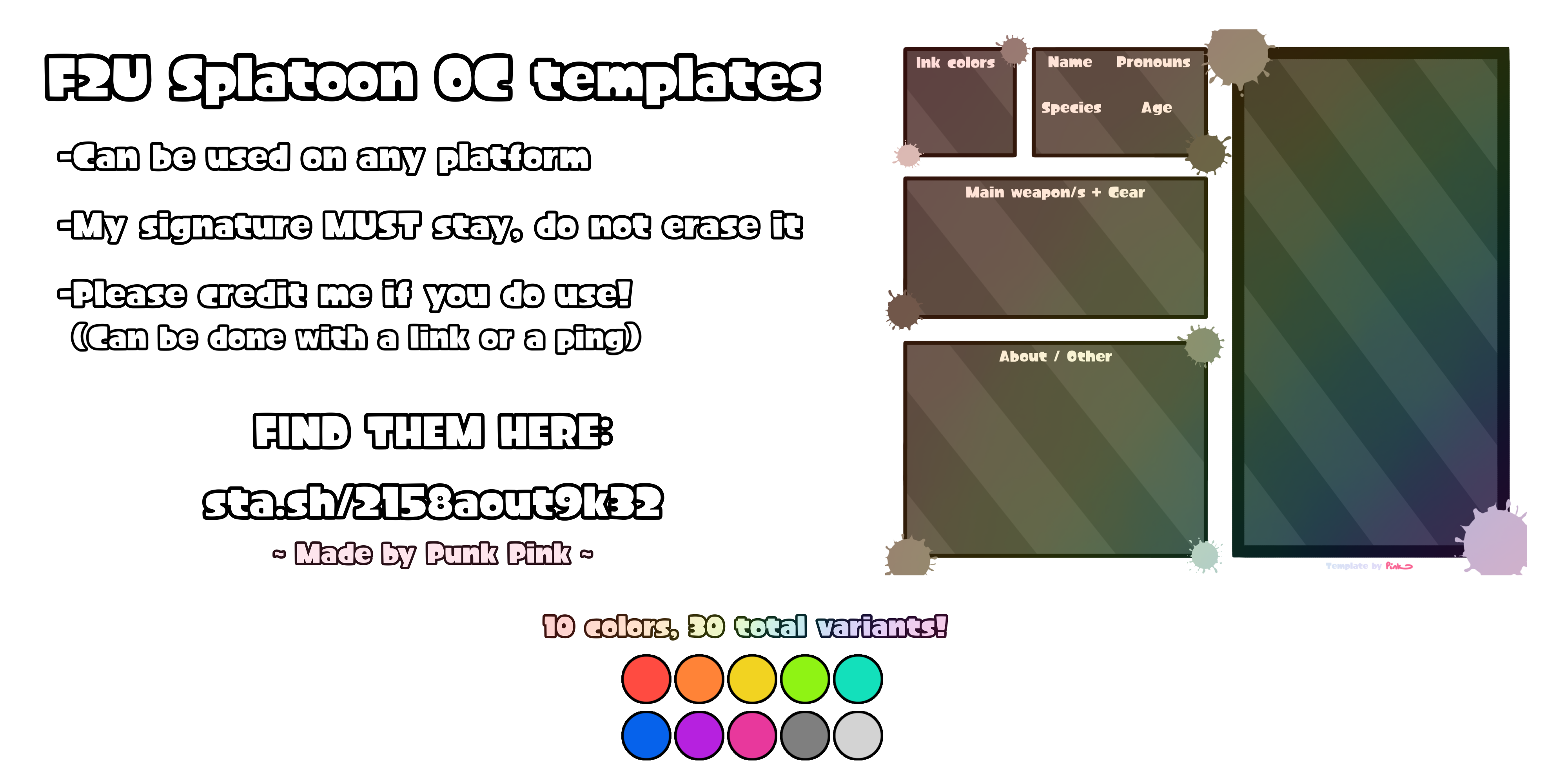 Splatoon OC templates (2023) by PunkPink on DeviantArt