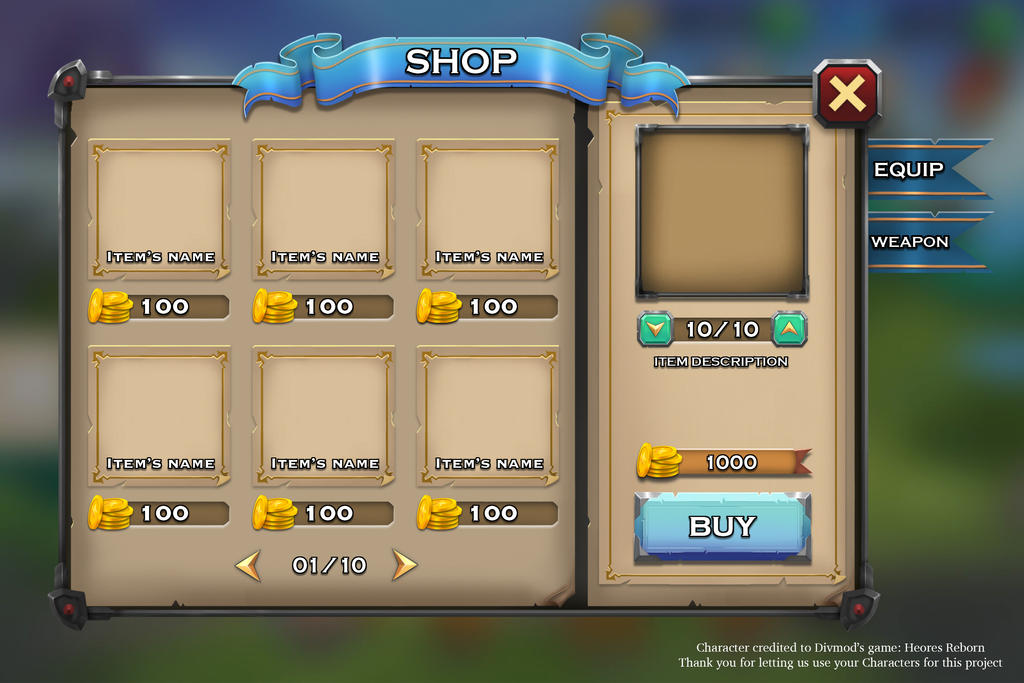 Fantasy Game UI - Shop by Phuthanh1992 on DeviantArt