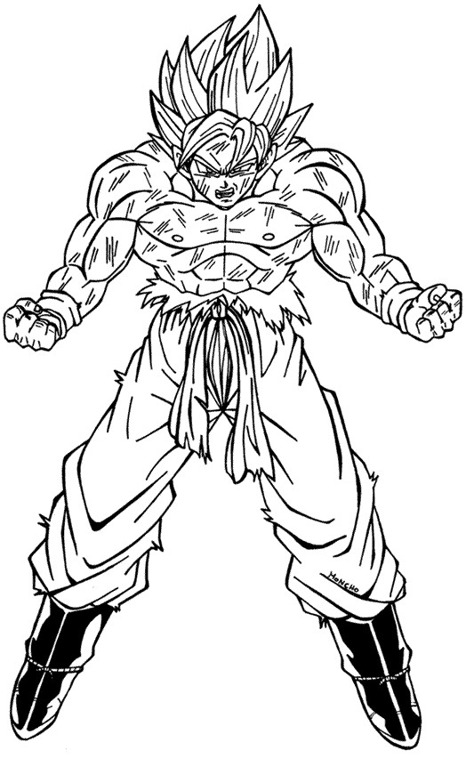 Pose de luta de Son Goku para colorir