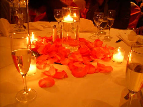 Champaign and Rose Petals