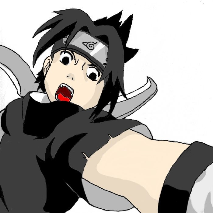 Sasuke attacking colored