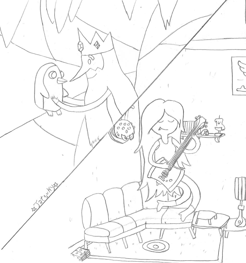 Gunter+Ice King+Marceline sketch
