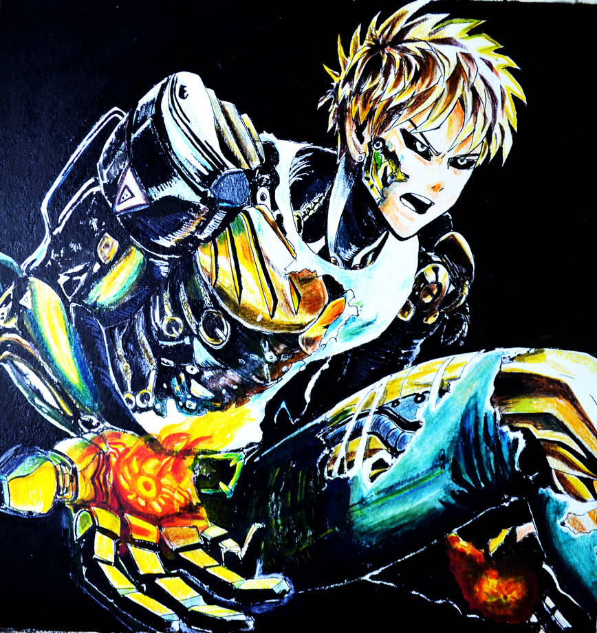 Genos Fanart - Color Pencils and India Ink by xColdi on DeviantArt