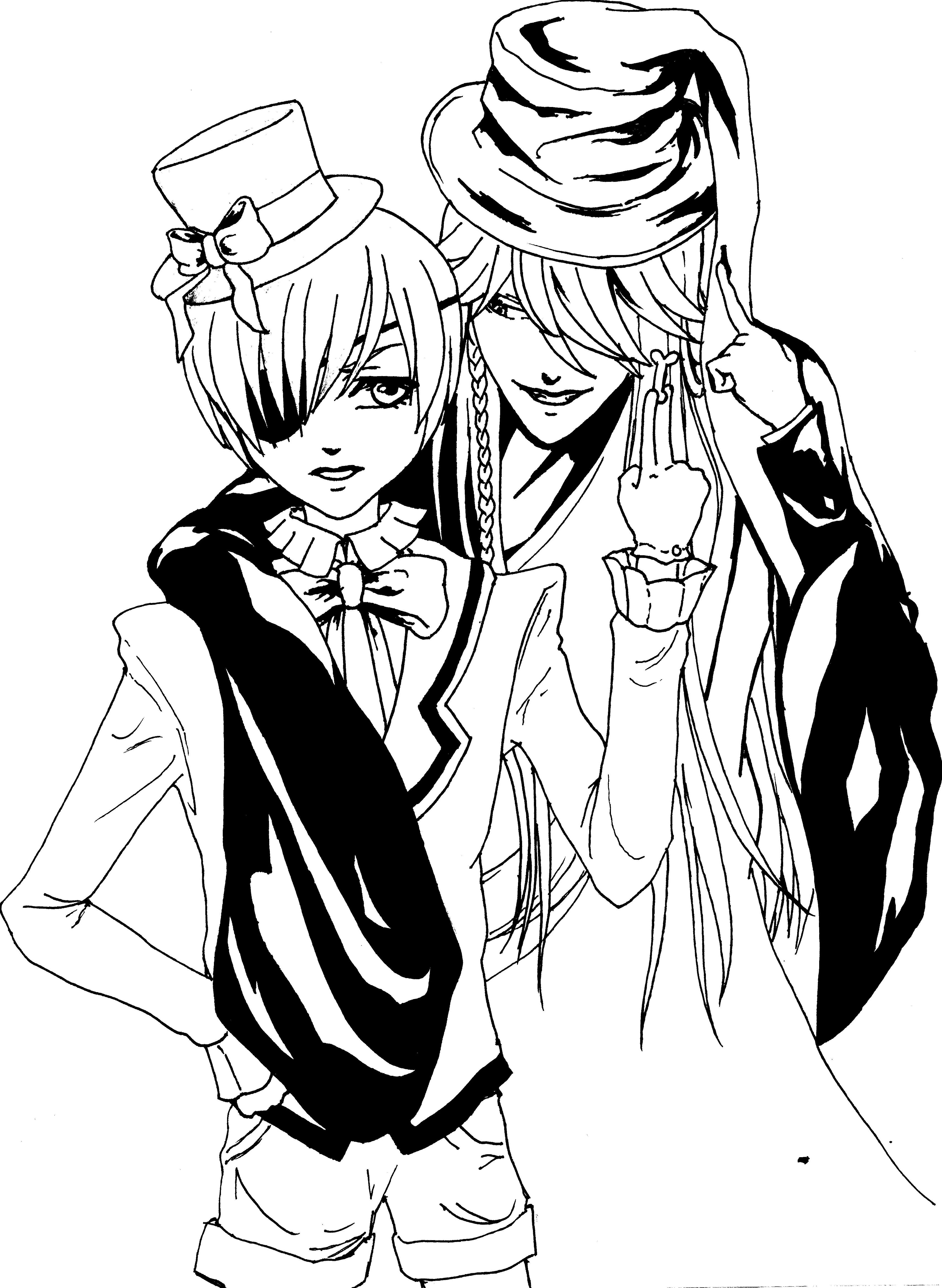 Kuroshitsuji: Ciel and Undertaker LineArt