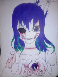 Bloody Girl With blue hair :v