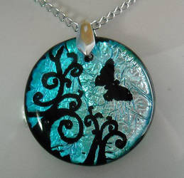 Blue Butterfly Swirls Pendant