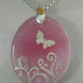 Pink Butterfly Glass Pendant