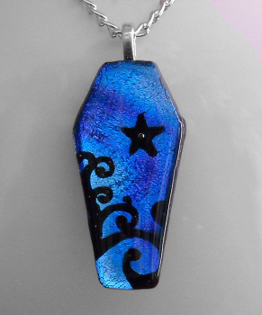 Blue Swirls Star Coffin Glass